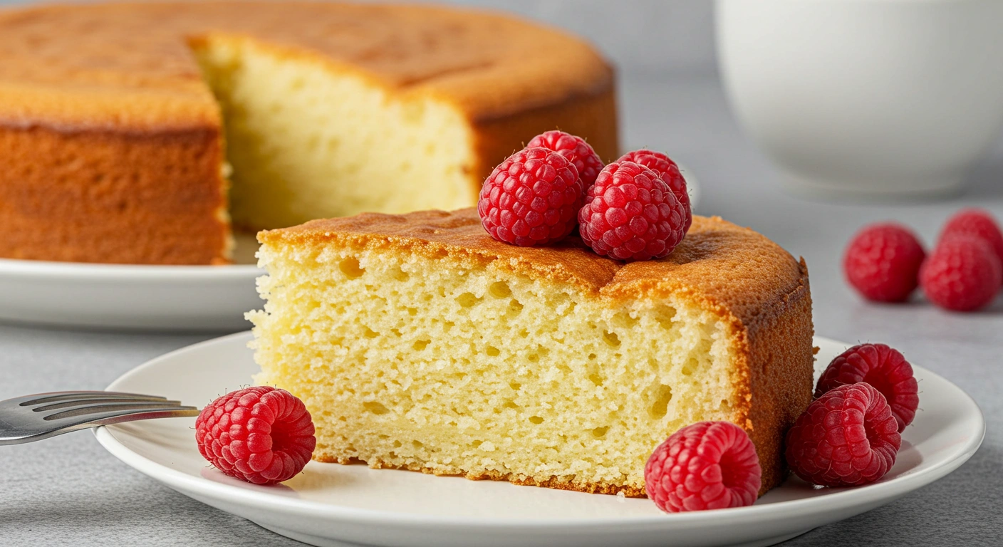 Light & Fluffy Yogurt Cake with Fresh Raspberries - tertiary view